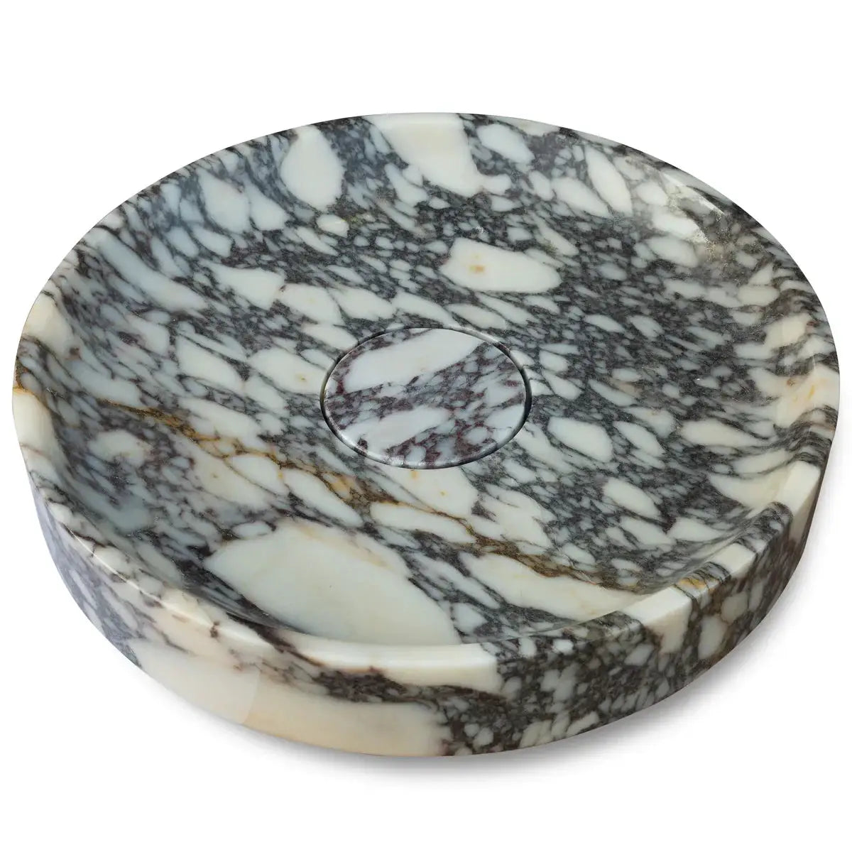 Calacatta Viola Marble Hand Sculpted Round Vessel Sink - Polished Finish 15.5x4.5 by GobekDesign