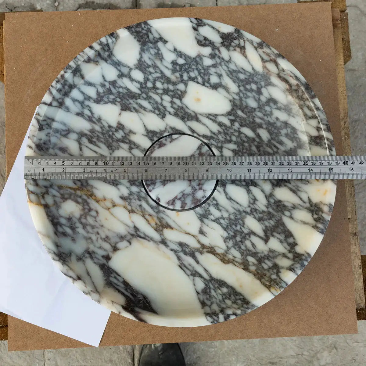 Calacatta Viola Marble Hand Sculpted Round Vessel Sink - Polished Finish 15.5x4.5 by GobekDesign