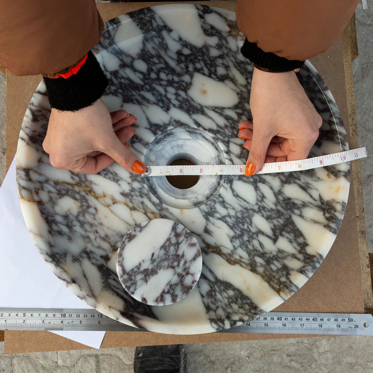 Calacatta Viola Marble Natural Stone Round Above Vanity Bathroom Sink Polished (D)15.5" (H)4.5" by GobekDesign