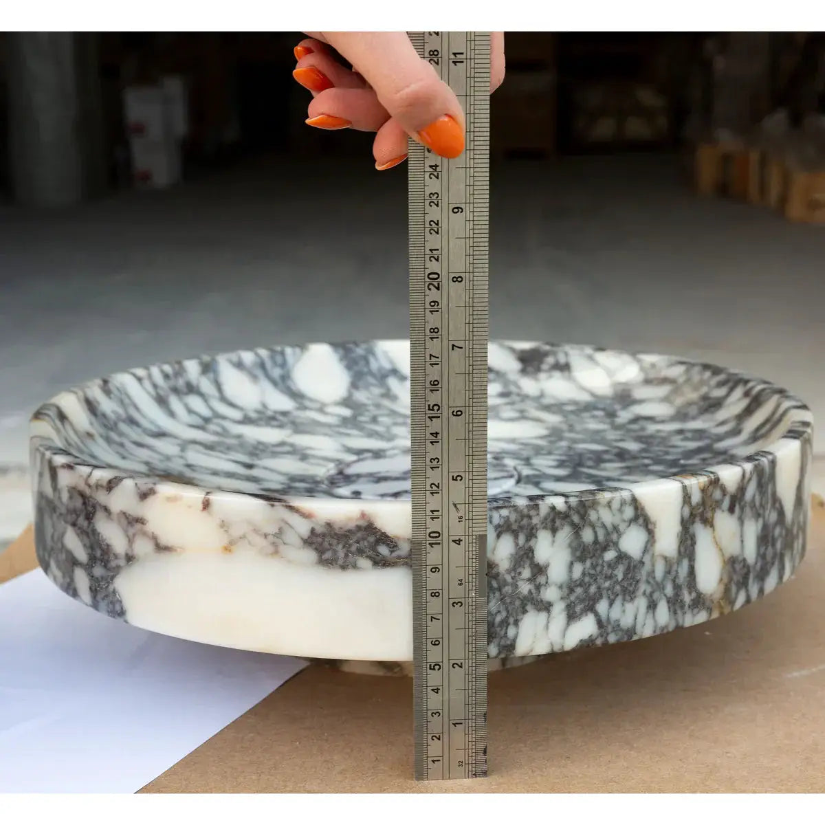 Calacatta Viola Marble Hand Sculpted Round Vessel Sink - Polished Finish 15.5x4.5 by GobekDesign