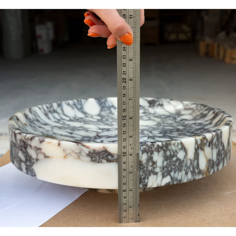 Calacatta Viola Marble Natural Stone Round Above Vanity Bathroom Sink Polished (D)15.5" (H)4.5" by GobekDesign
