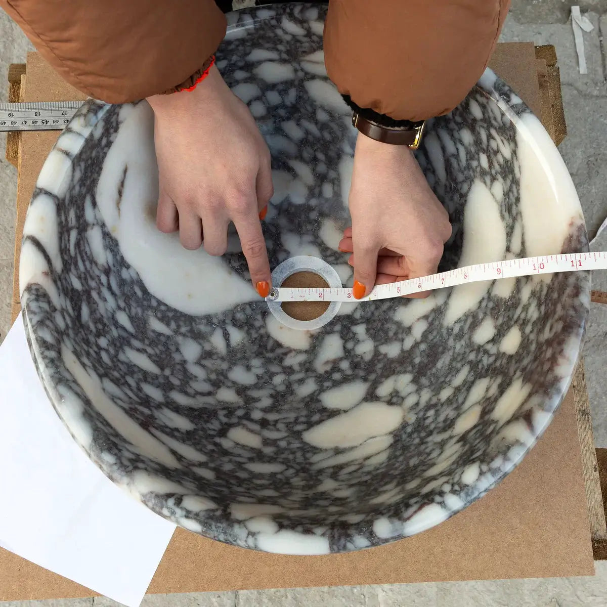 Calacatta Viola Marble Natural Stone Vessel Sink - Polished 16 Inch by GobekDesign