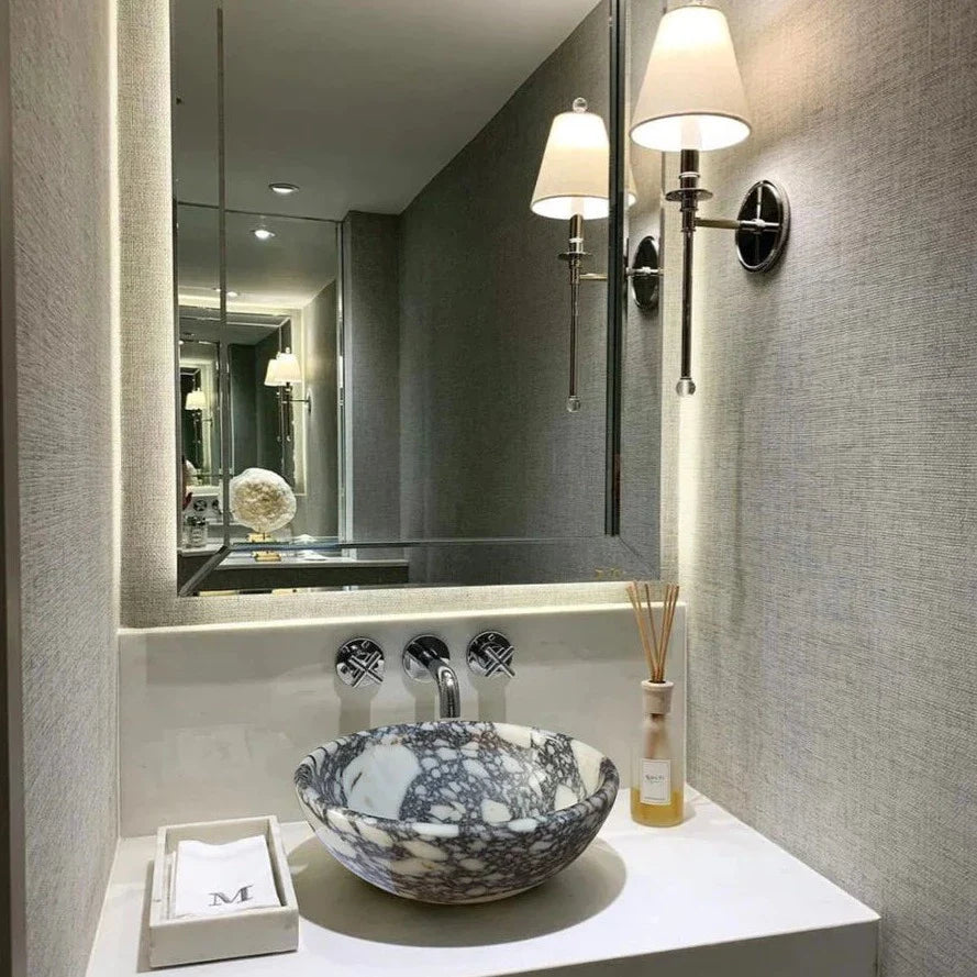 Calacatta Viola Marble Natural Stone Above-vanity Bathroom Sink Polished (D)16" (H)6" by GobekDesign