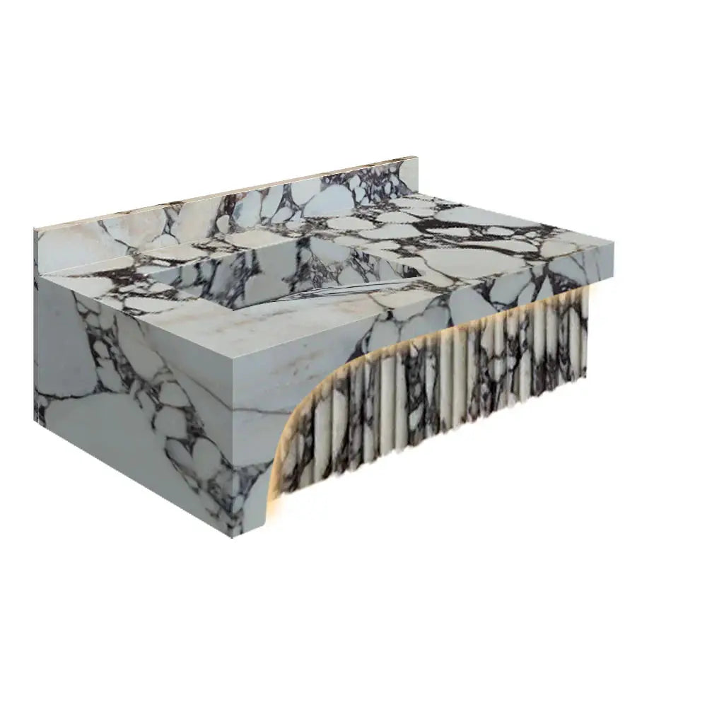 Calacatta Viola Marble Wall-Mount Bathroom Sinks Hidden Drain by GobekDesign