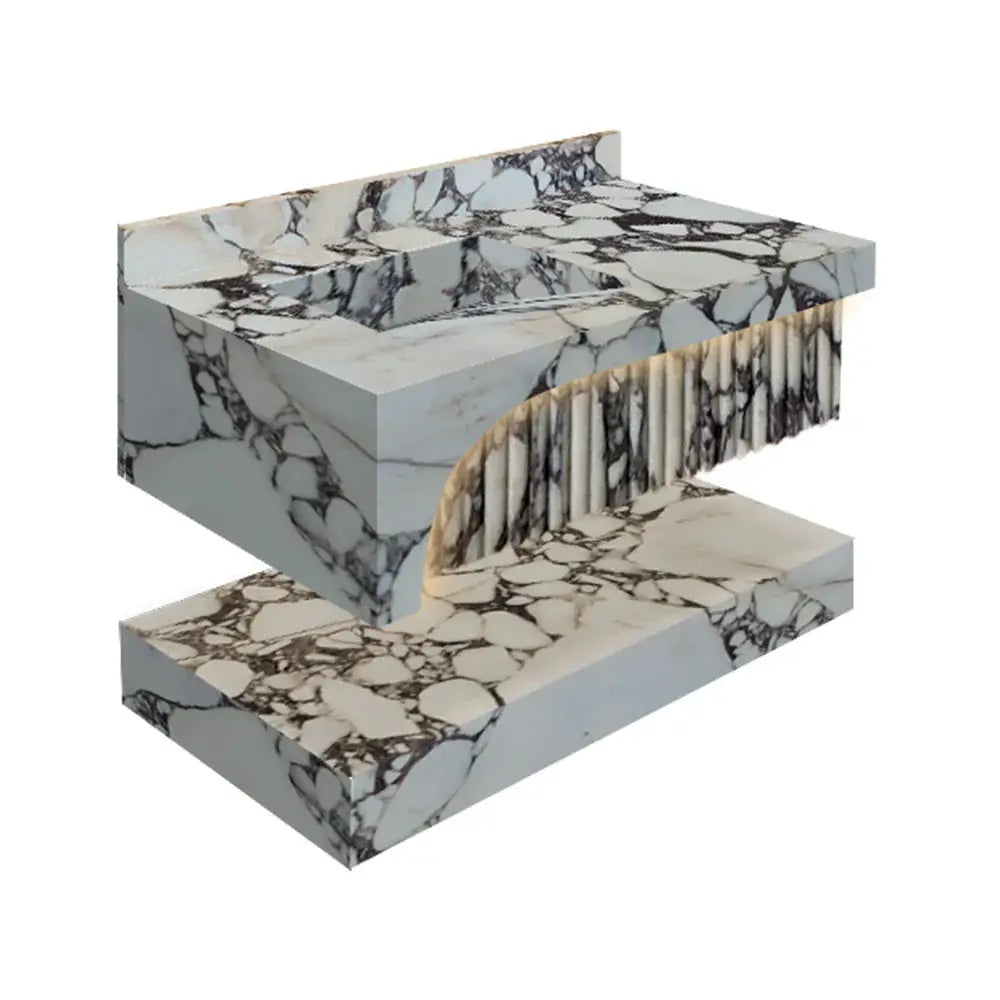 Calacatta Viola Marble Wall-Mount Bathroom Sinks Hidden Drain by GobekDesign
