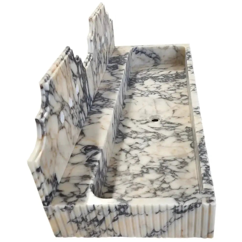 Calacatta Viola Marble Bathroom Sink - Wall-mount Fluted 20x55 by GobekDesign