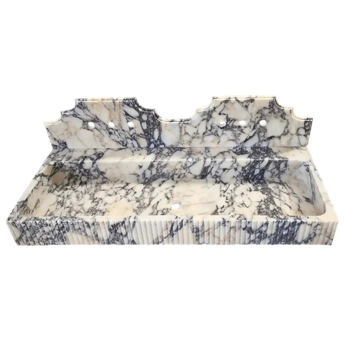 Calacatta Viola Marble Bathroom Sink - Wall-mount Fluted 20x55 by GobekDesign
