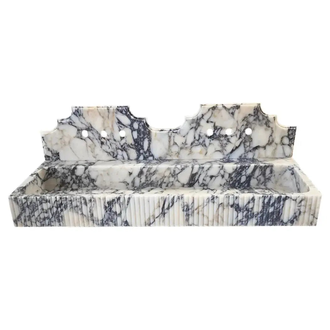 Calacatta Viola Marble Bathroom Sink - Wall-mount Fluted 20x55 by GobekDesign