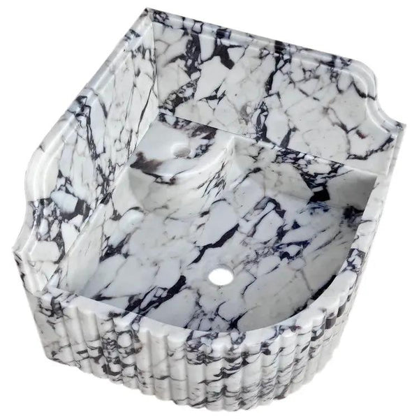 Calacatta Viola Marble Wall-Mount Bathroom Corner Sink 16x16