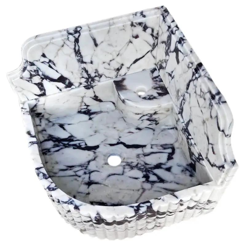 Calacatta Viola Marble Wall-Mount Bathroom Corner Sink 16x16 by GobekDesign