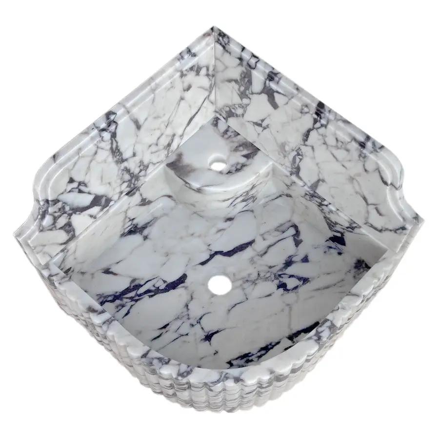 Calacatta Viola Marble Wall-Mount Bathroom Corner Sink 16x16 by GobekDesign