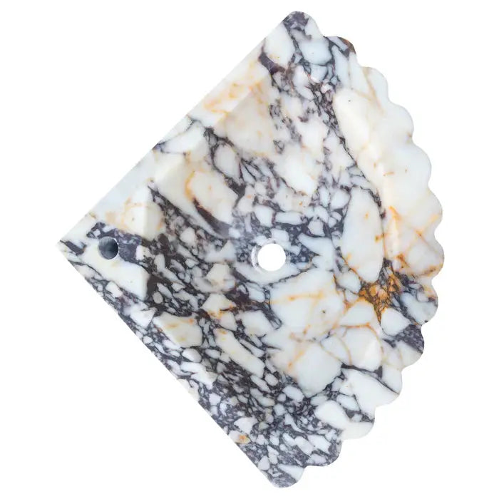 Calacatta Viola Marble Corner Wall Mount Vanity Sink With Ribbed Texture 20x20x7 by GobekDesign