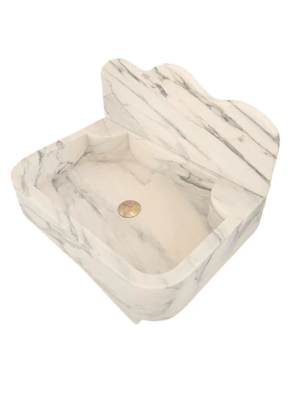 Calacatta White Marble Wall-Mount Bathroom Sink 24x16 Inches - 10 Inch Backsplash by GobekDesign