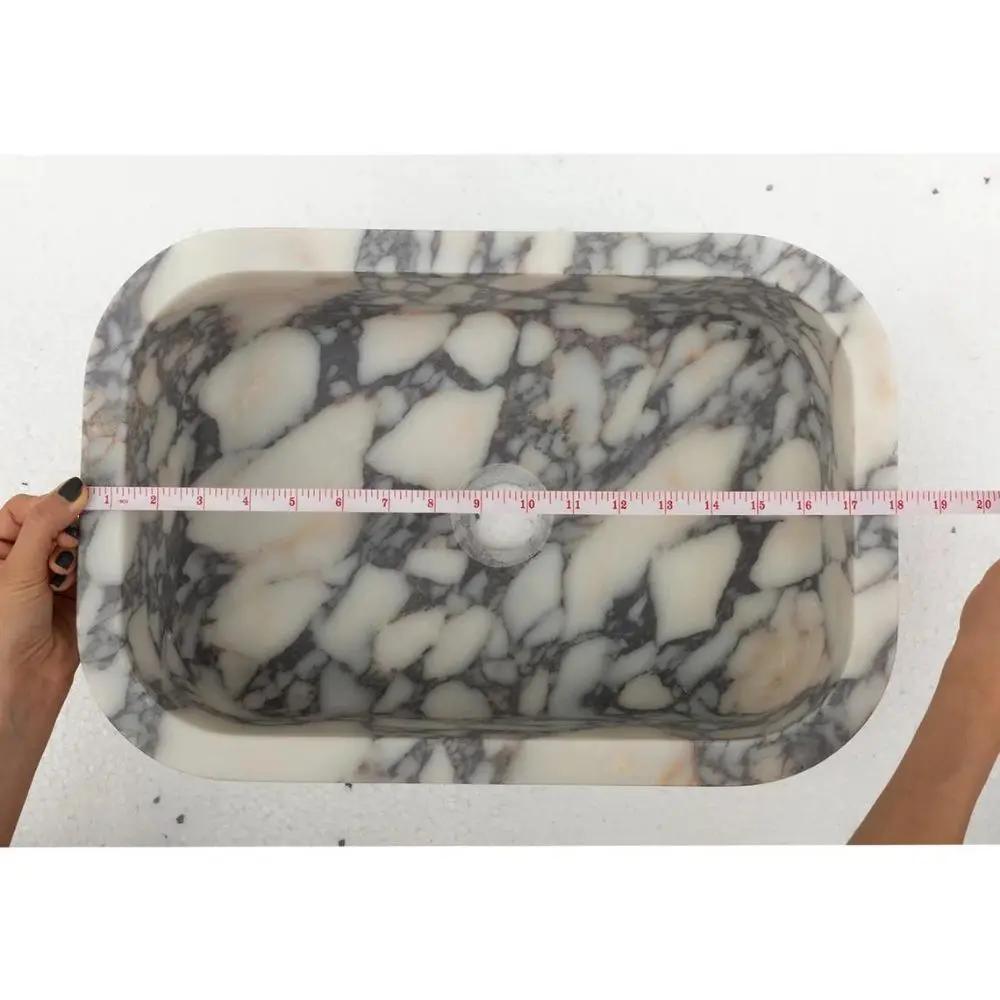 Calacatta Viola Marble Natural Stone Rectangular Sink 12x18x6 by GobekDesign