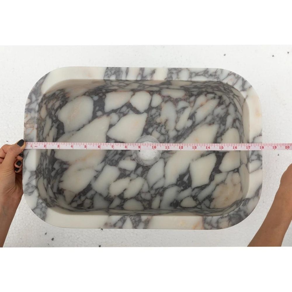 Calacatta Viola Marble Natural Stone Rectangular Sink (W)12" (L)18" (H)6" by GobekDesign