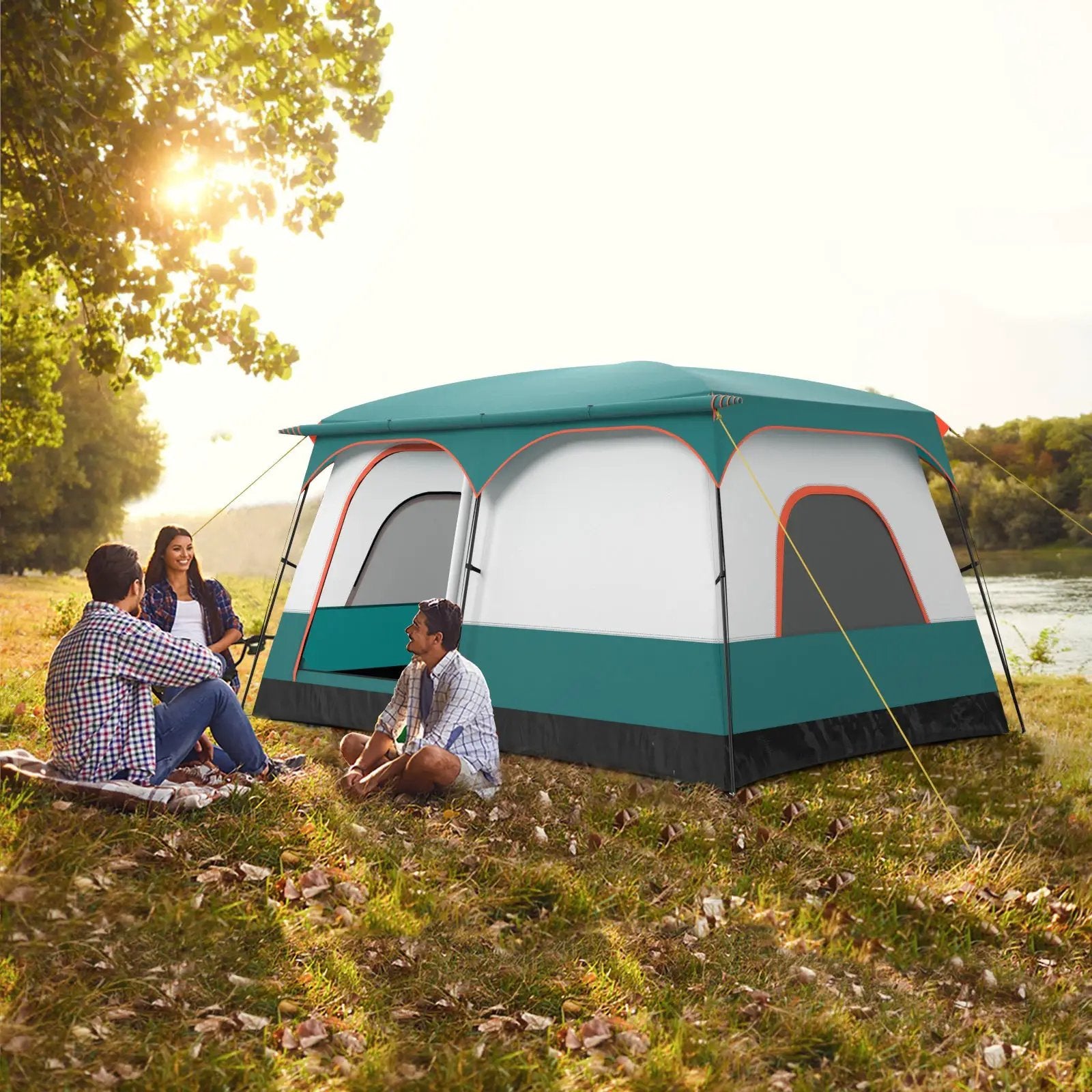 6-8 Person Camping Tent with Double Rooms and 2 Doors by DirectDeals