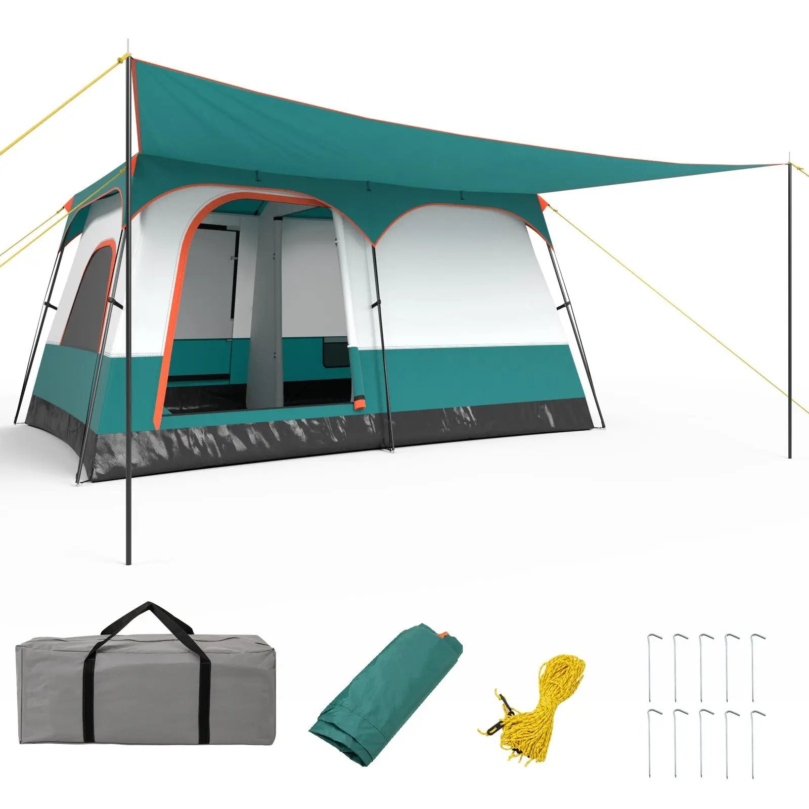 6-8 Person Camping Tent with Double Rooms and 2 Doors by DirectDeals