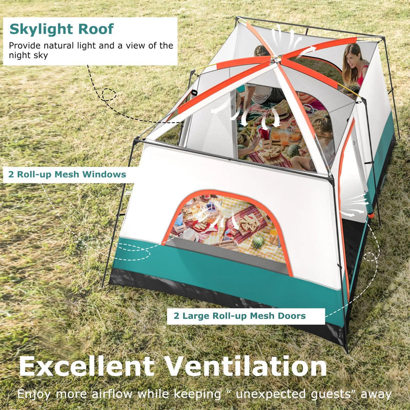 6-8 Person Camping Tent with Double Rooms and 2 Doors by DirectDeals