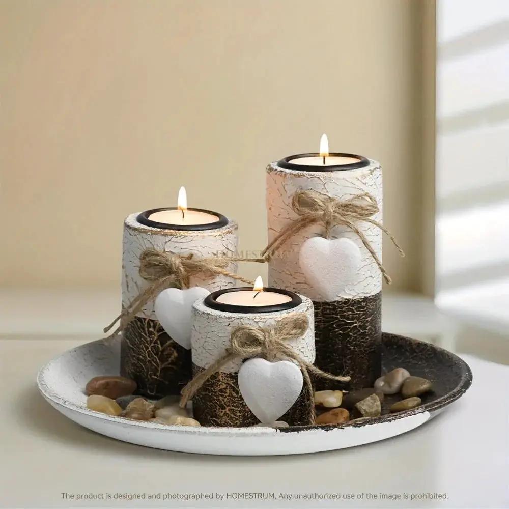 Candle Holder - Decorative Wooden Set by House Of Avana