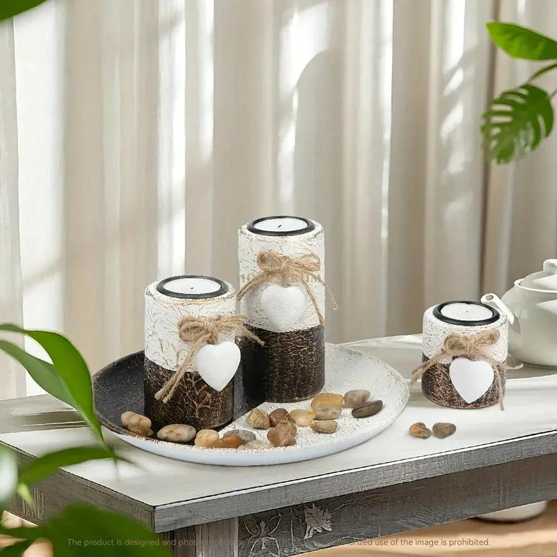 Candle Holder - Decorative Wooden Set by House Of Avana