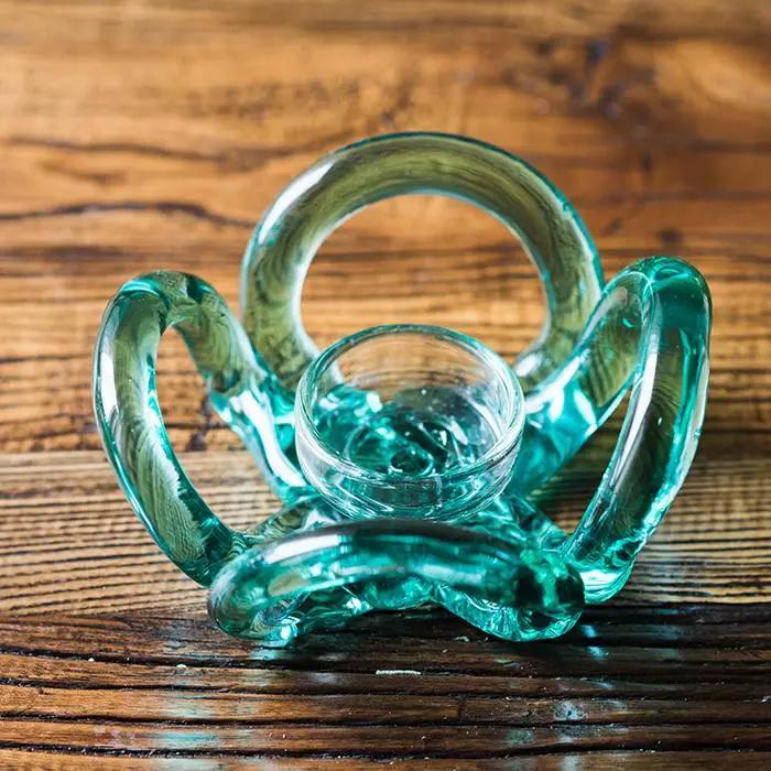 Candle Holder Hand Blown Glass Qingtan Flower by RusticReach