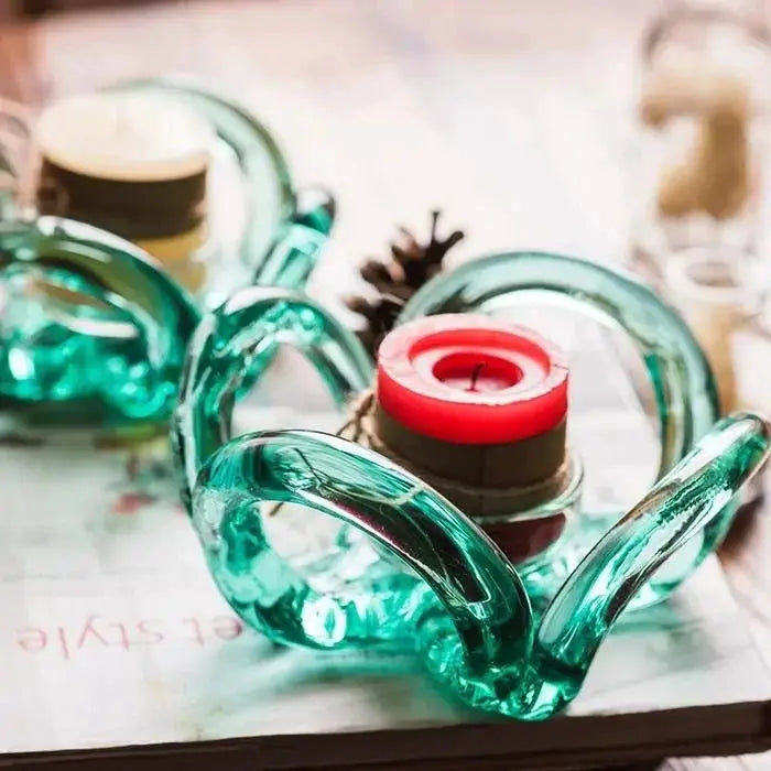 Candle Holder Hand Blown Glass Qingtan Flower by RusticReach