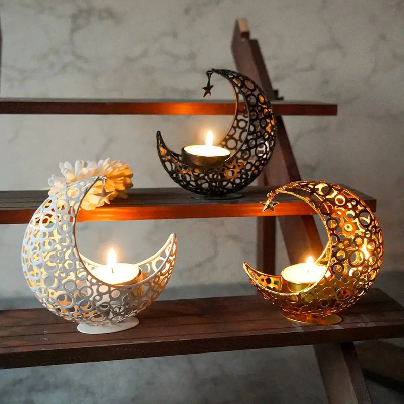 Candle Holder - Hollow Metal Moon by House Of Avana