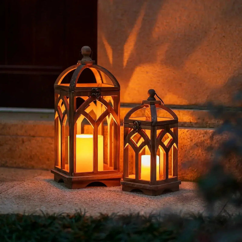 Candle Lantern - Rustic Wooden Set by House Of Avana
