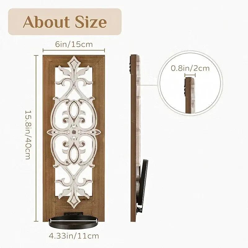 Candle Sconces - Rustic Wood Brown Wall by House Of Avana