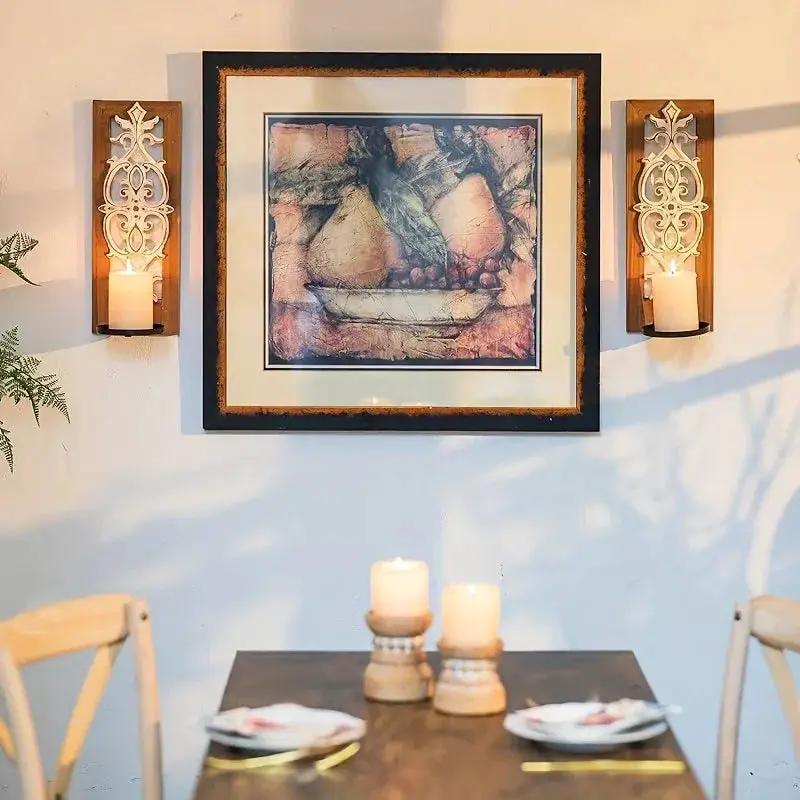 Candle Sconces - Rustic Wood Brown Wall by House Of Avana