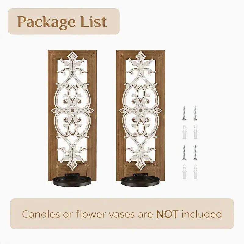 Candle Sconces - Rustic Wood Brown Wall by House Of Avana