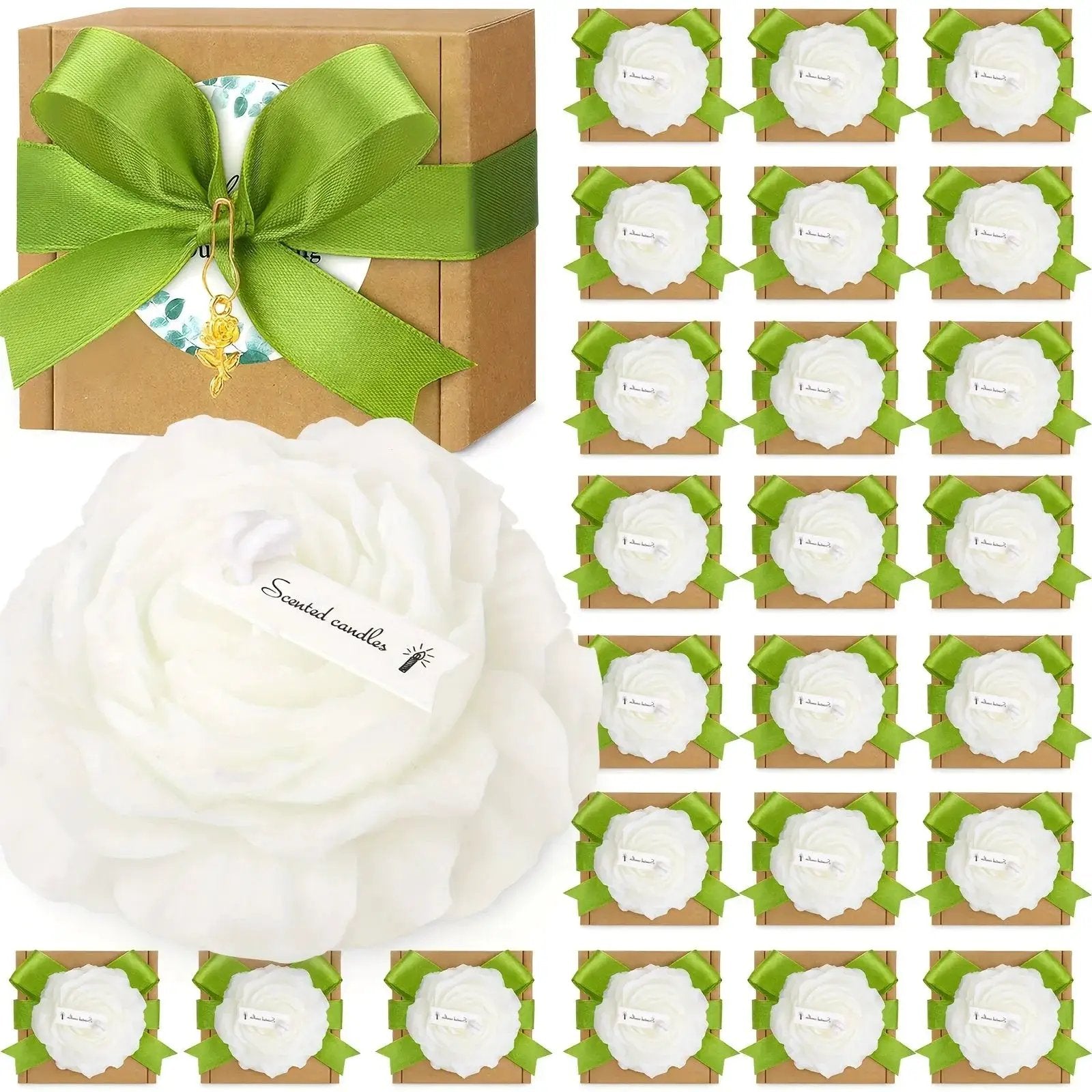 Candle Set - Peony Flower Scented Gold 24pcs by House Of Avana