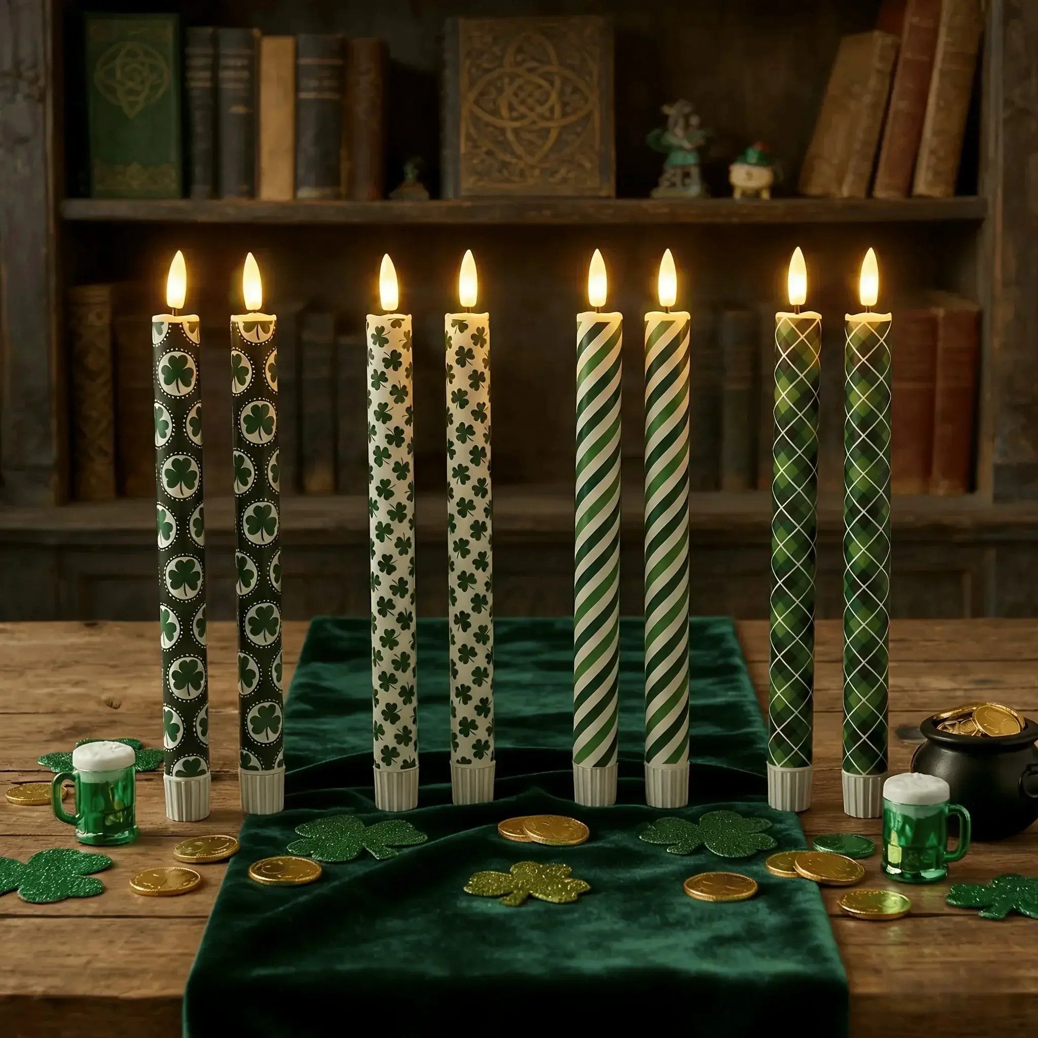 Candles - Flameless Green 10 Inches by House Of Avana
