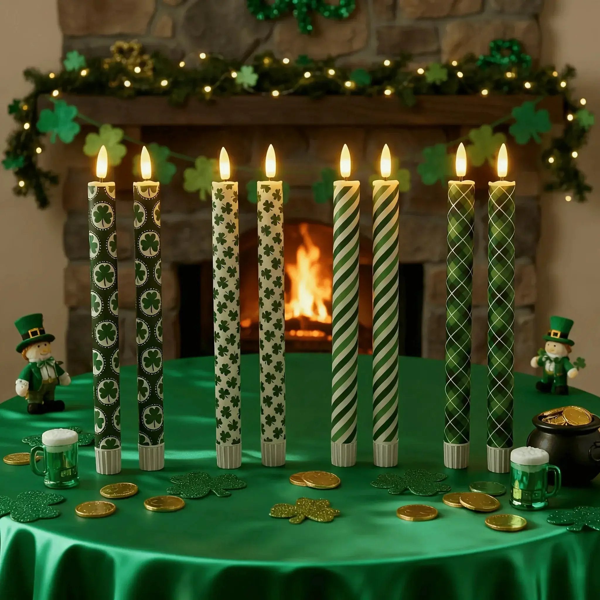 Candles - LED Green 10 Inch Set by House Of Avana