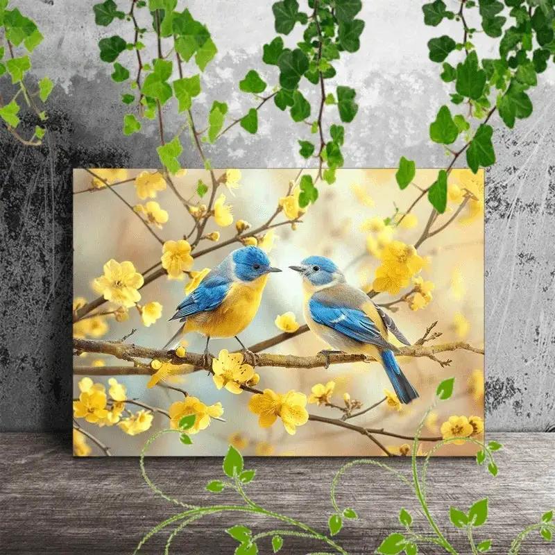 Canvas Painting - Decorative Wooden Two Birds by House Of Avana