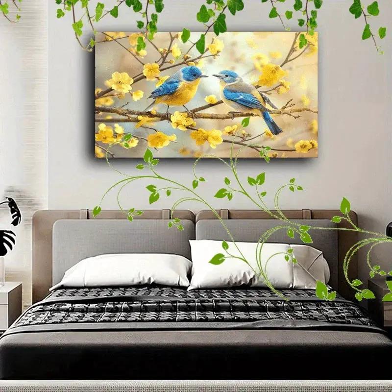 Canvas Painting - Decorative Wooden Two Birds by House Of Avana