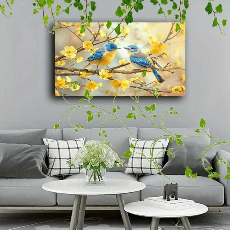 Canvas Painting - Decorative Wooden Two Birds by House Of Avana