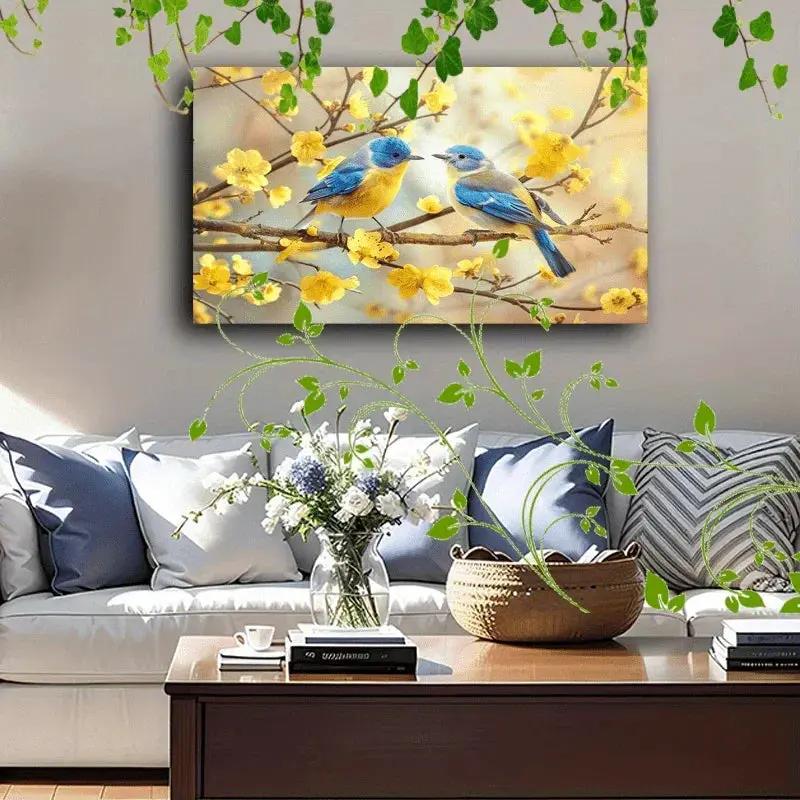 Canvas Painting - Decorative Wooden Two Birds by House Of Avana