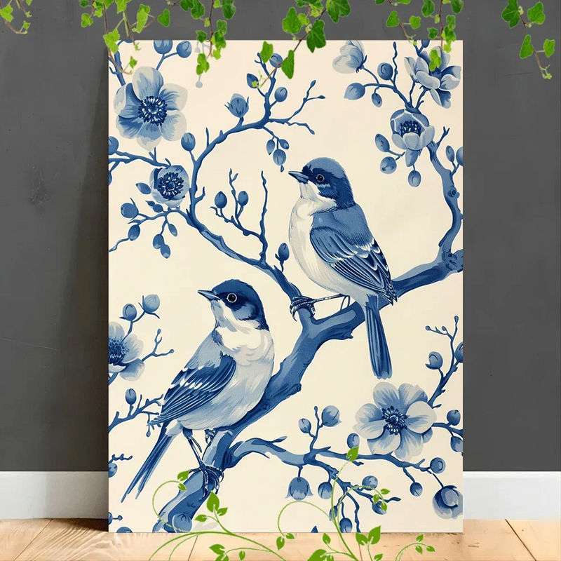 Canvas Painting - Elegant Wooden Blue by House Of Avana