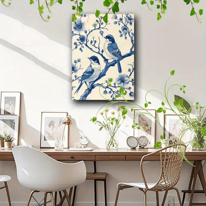 Canvas Painting - Elegant Wooden Blue by House Of Avana