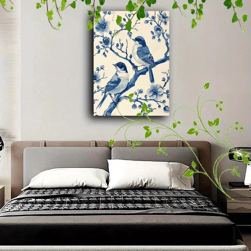 Canvas Painting - Elegant Wooden Blue by House Of Avana