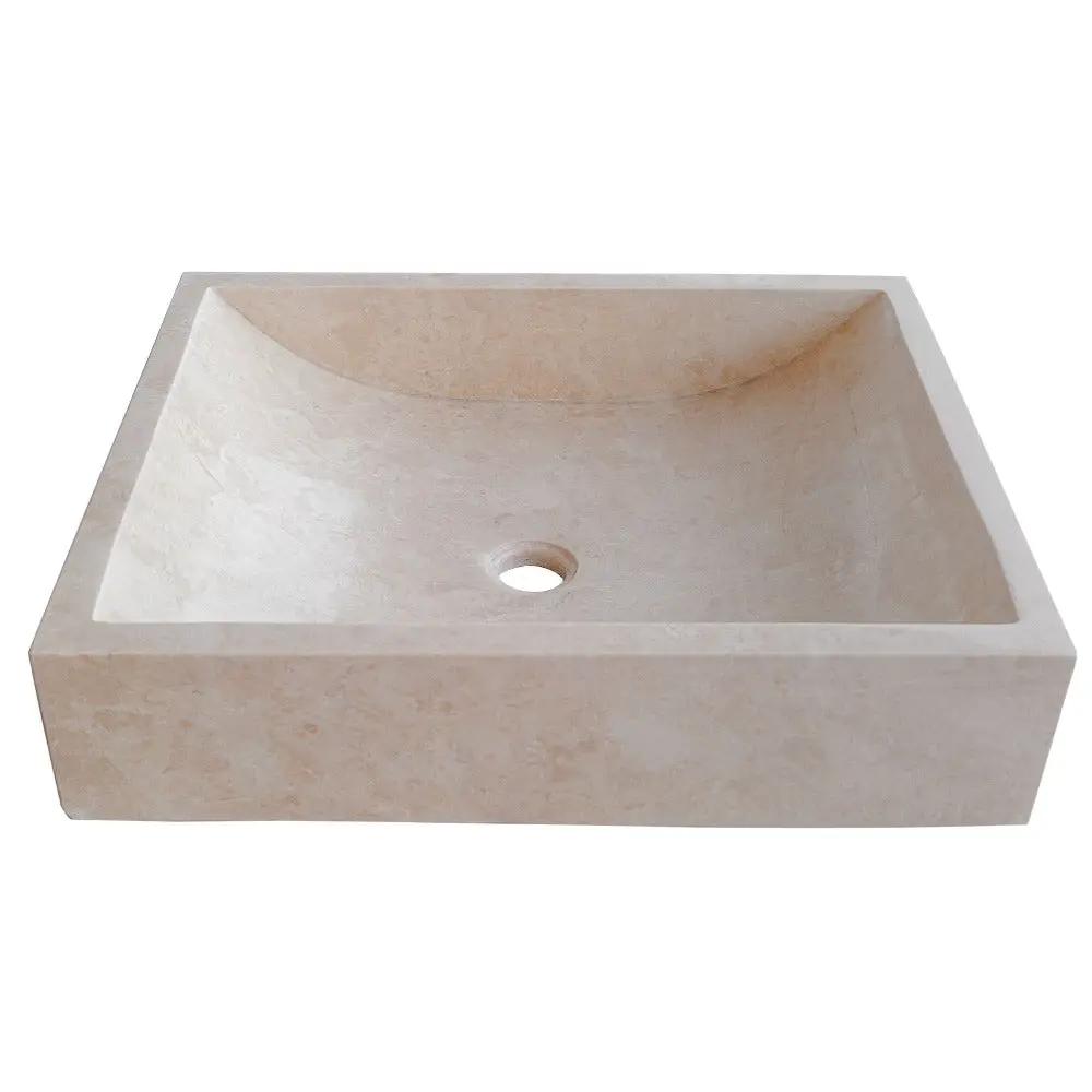 Cappuccino Beige Natural Marble Rectangular Above Counter Vessel Sink 18x21.5 Inch by GobekDesign