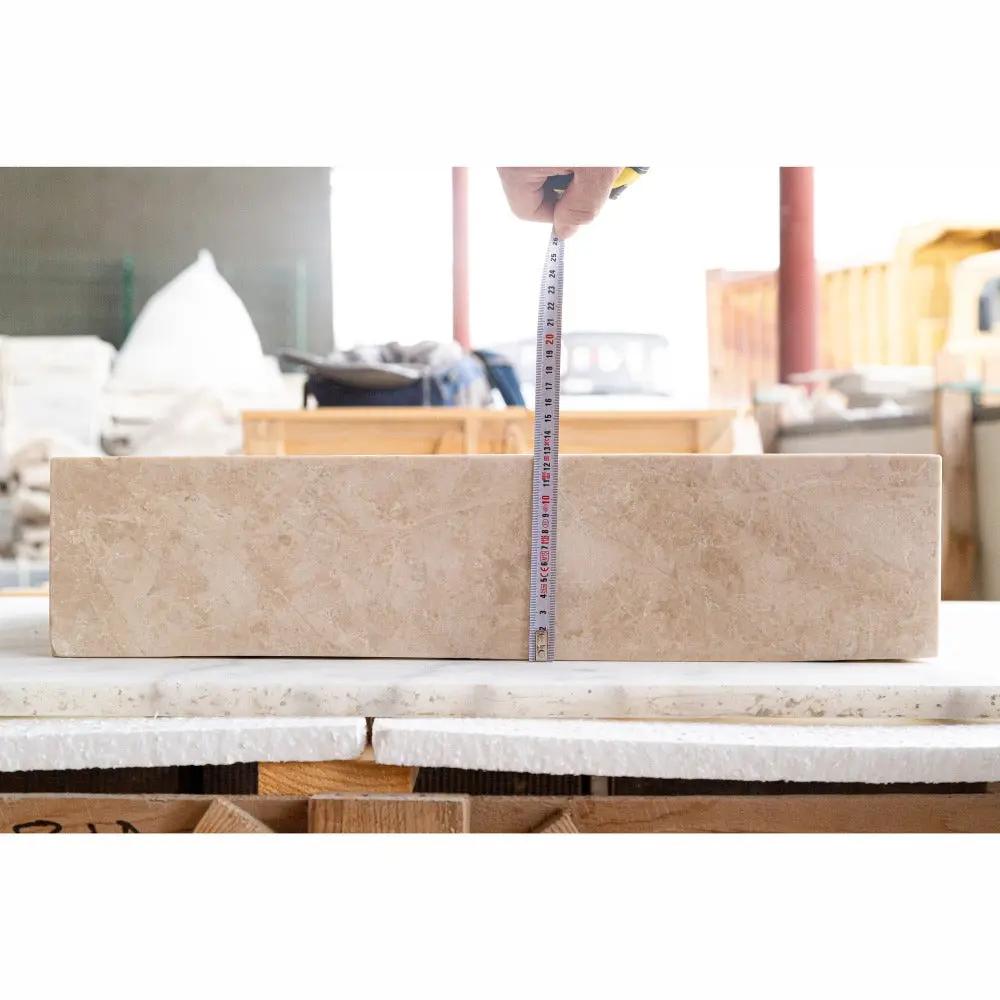 Cappuccino Beige Natural Marble Rectangular Above Counter Vessel Sink 18x21.5 Inch by GobekDesign