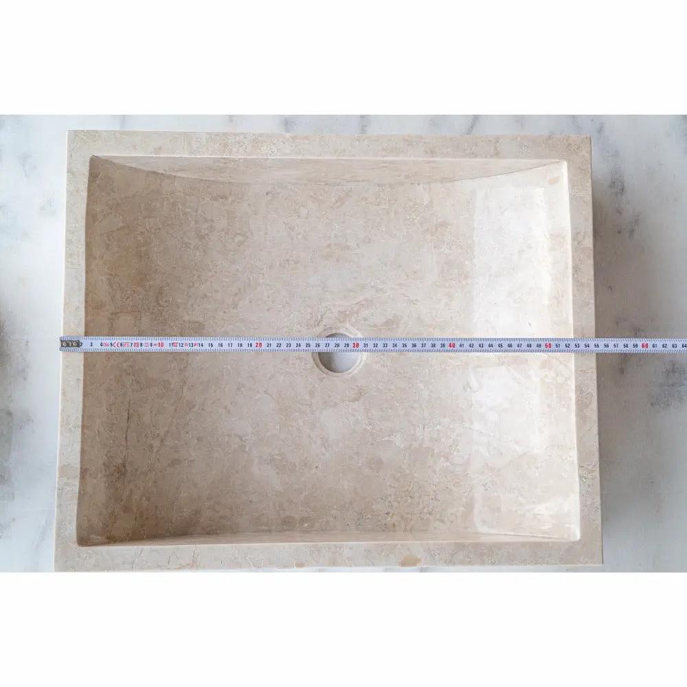 Cappuccino Beige Natural Marble Rectangular Above Counter Vessel Sink 18x21.5 Inch by GobekDesign