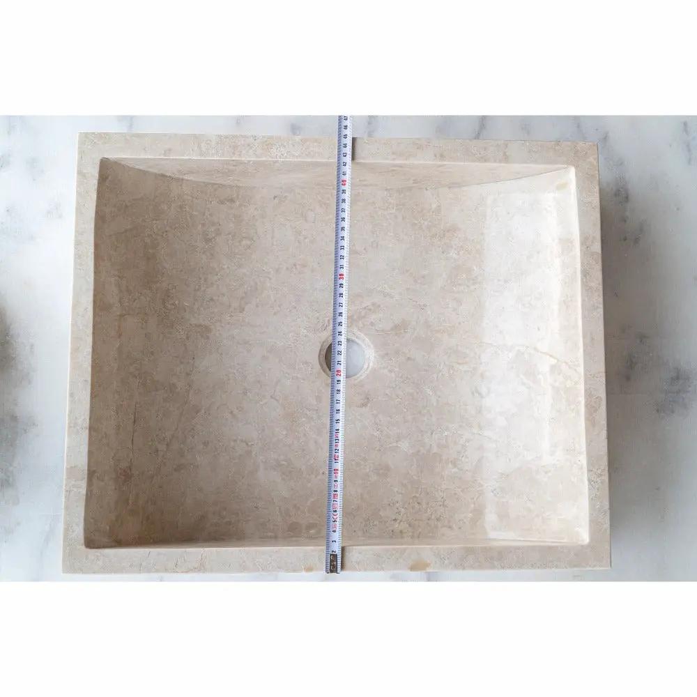 Cappuccino Beige Natural Marble Rectangular Above Counter Vessel Sink 18x21.5 Inch by GobekDesign