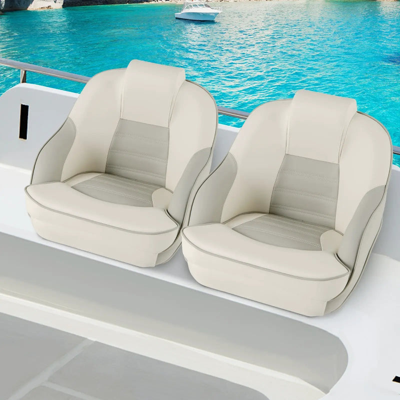 Captain Bucket Seat with Waterproof PVC Leather for Boat Sightseeing-White by DirectDeals