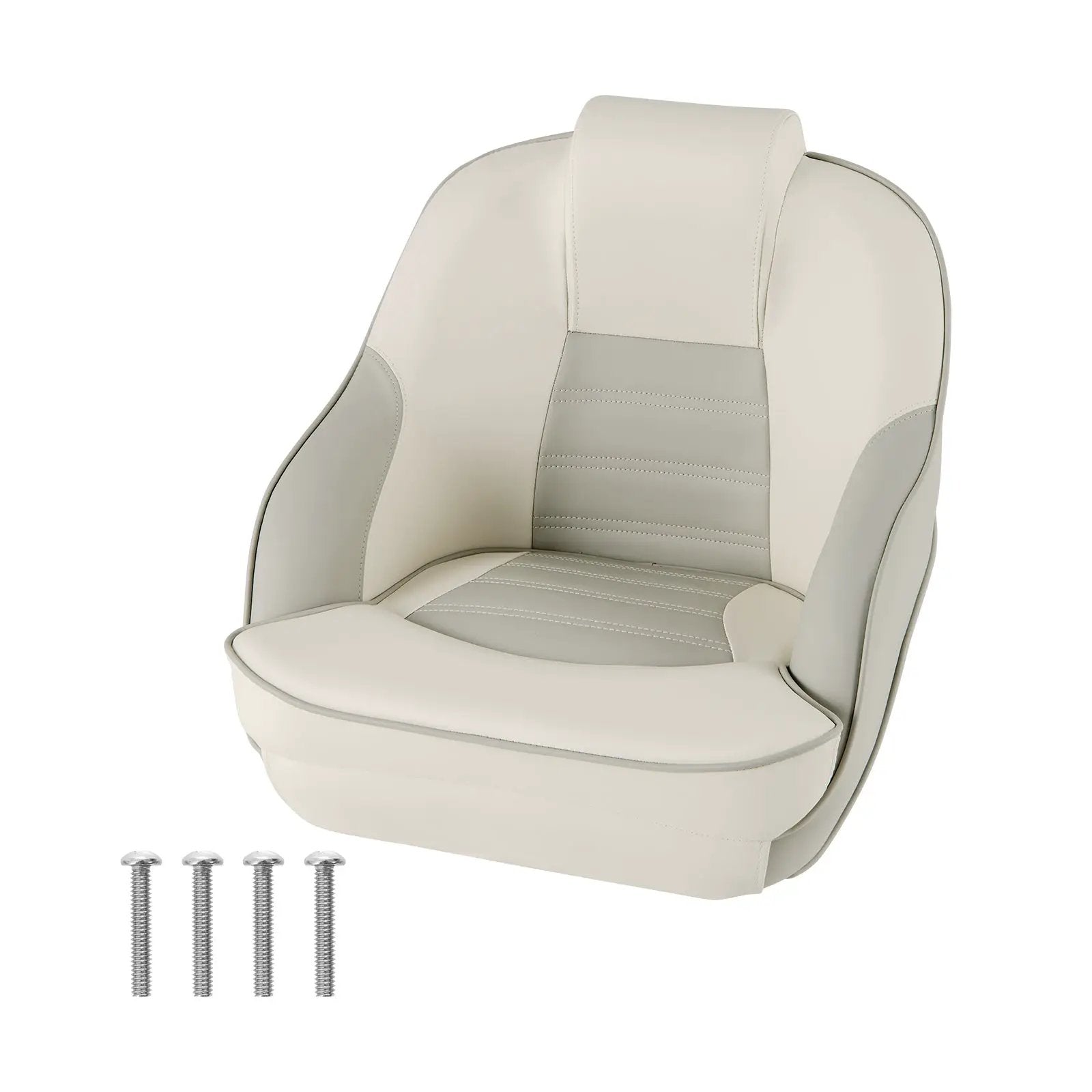 Captain Bucket Seat with Waterproof PVC Leather for Boat Sightseeing-White by DirectDeals