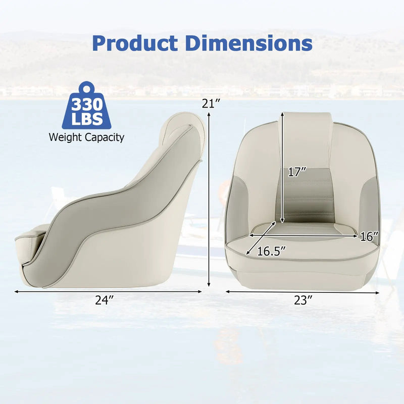 Captain Bucket Seat with Waterproof PVC Leather for Boat Sightseeing-White by DirectDeals
