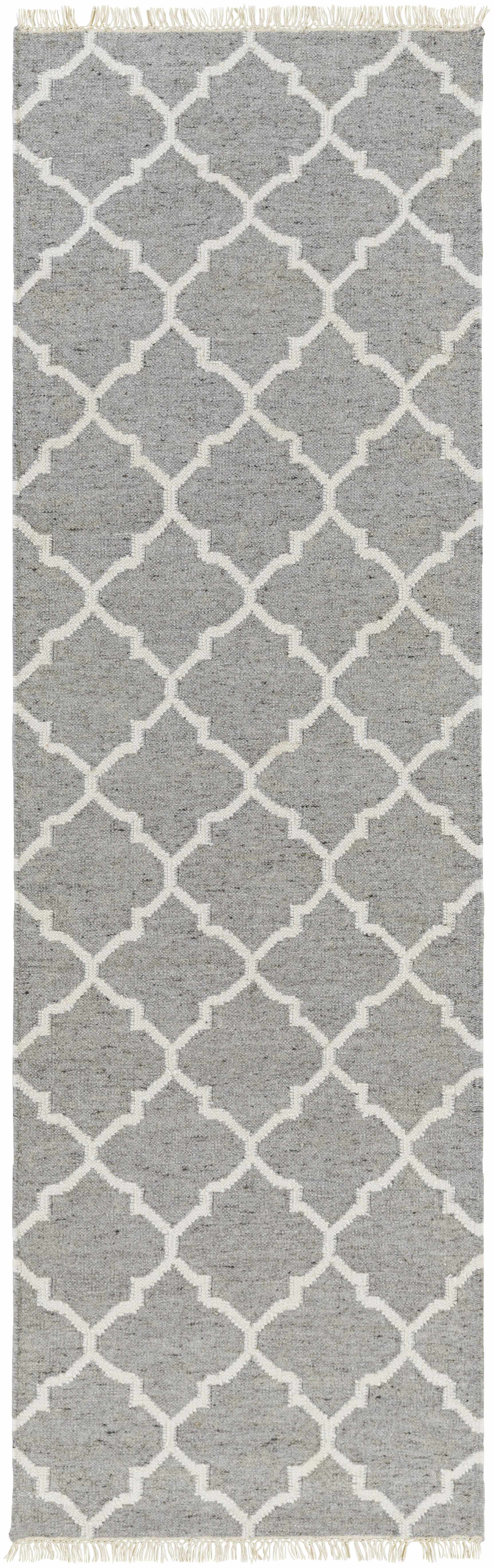 Cardin Charcoal Trellis Wool&Viscose Rug - Clearance by Boutique Rugs