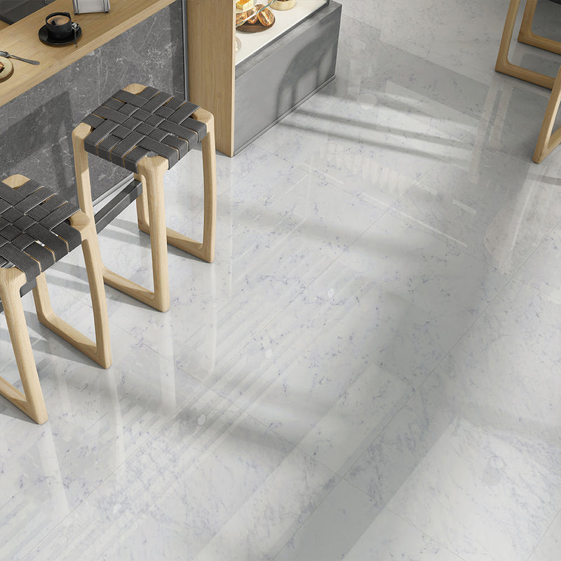 Carrara Blanco Polished Marble Look Porcelain Tiles 24x48 Porcelain Polished 24x48 Tiles — 2